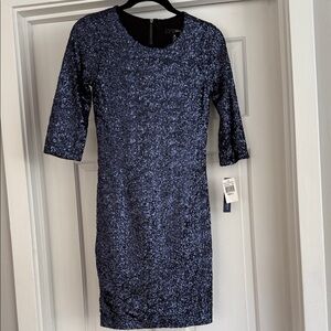 Aqua sequin Glittering Blue Long Sleeve Dress